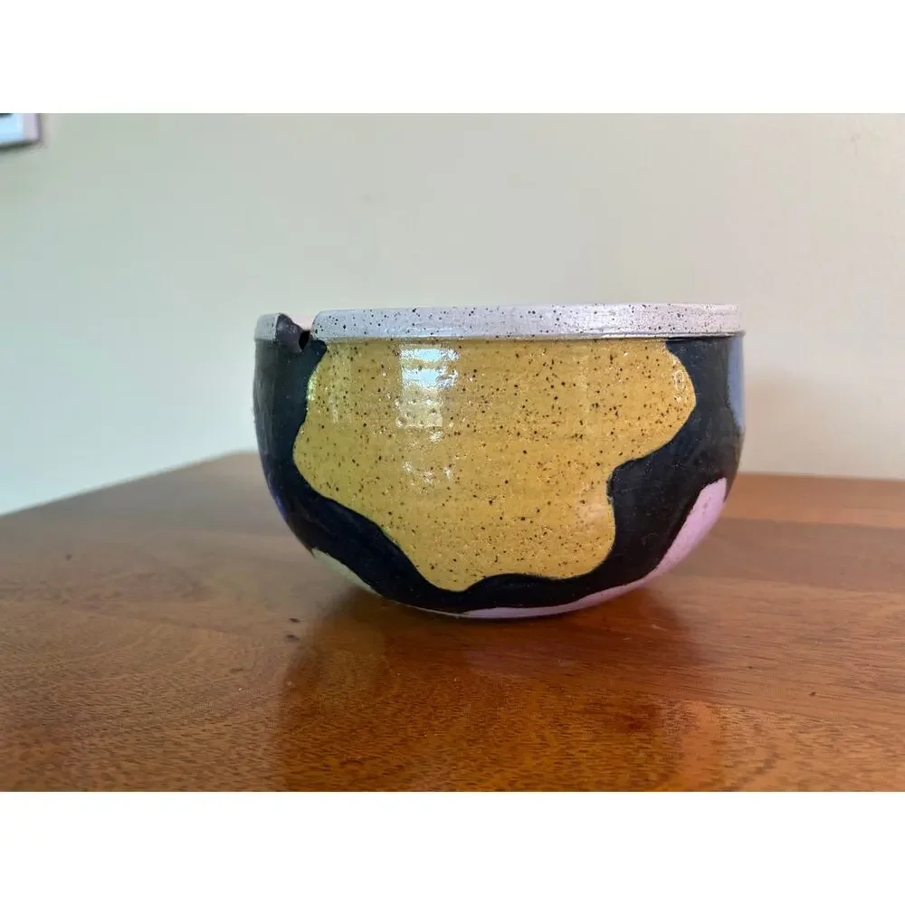 Handmade Multicolor Ceramic Yarn Bowl | Pottery Yarn Holder | Knitting & Crochet